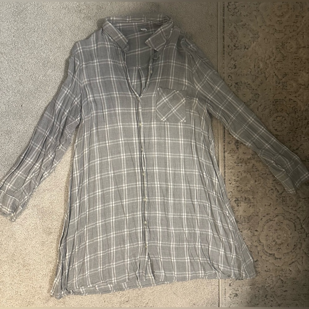 Old Navy grey and white flannel dress; size L